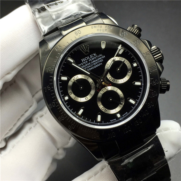 劳力士迪通拿全黑色钢机械表,1比1 rolex 116520 daytona black pvd