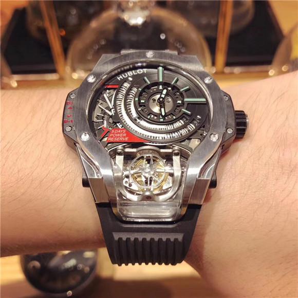 高仿宇舶传世之作系列双轴陀飞轮 大怪兽腕表,恒宝(hublot)909.nx.